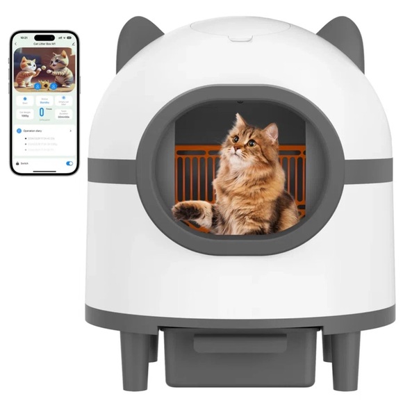 Automatic Cat Litter Box in White and Gray - Picture 1 of 1